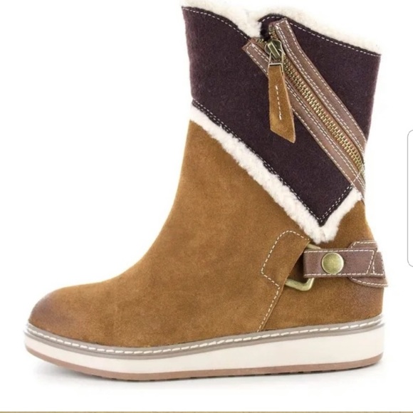 🆕White Mountain Caramel Fur Suede Leather Boots - Picture 2 of 15
